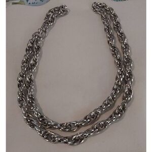 Trendy Unisex Hip Hop Double Twisted Stainless Steel 36" Long Necklace